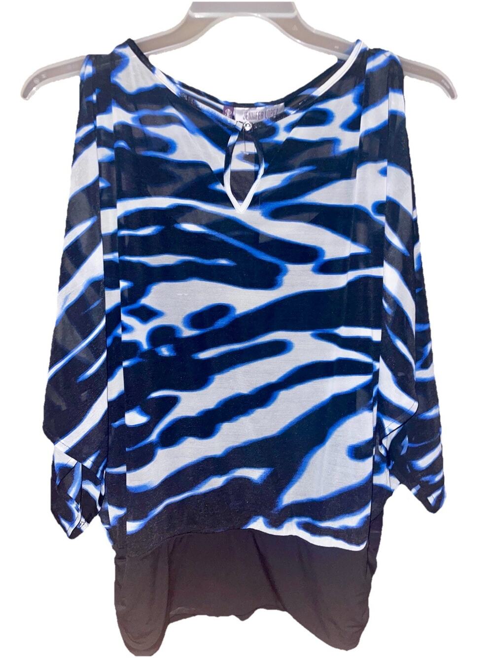 Women’s Jennifer Lopez Sheer Batwing Sleeve Tie-Dye Top Built-in Cami Sz M